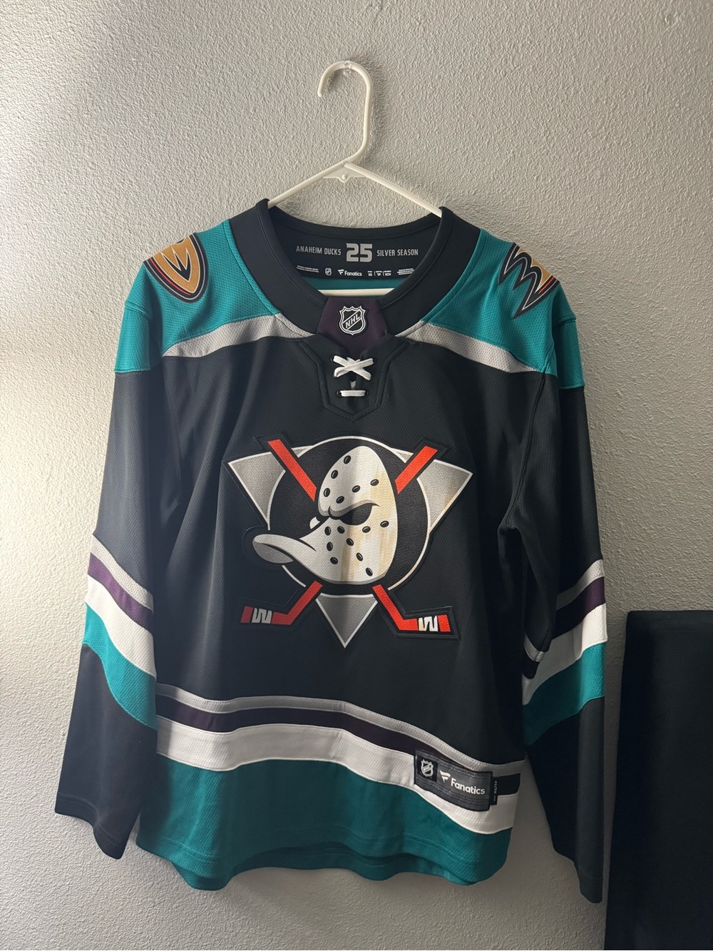 Fanatics Anaheim Ducks Black Teal Lace-Up NHL Jersey
